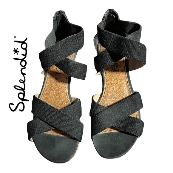 SPLENDID BLACK Wedge SANDALS SIZE 10 - Picture 10 of 10